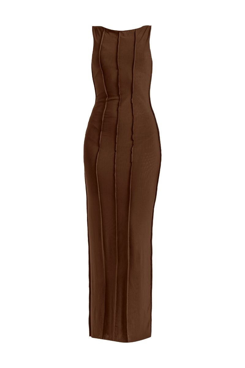 KIAH BLACK COFFEE DRESS AND COAT SET - CULT MIA