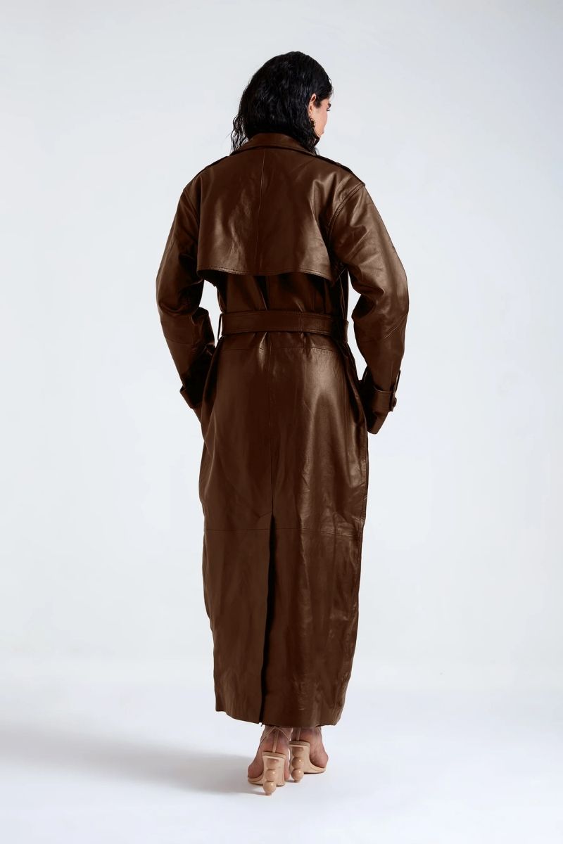 KIAH BLACK COFFEE DRESS AND COAT SET - CULT MIA