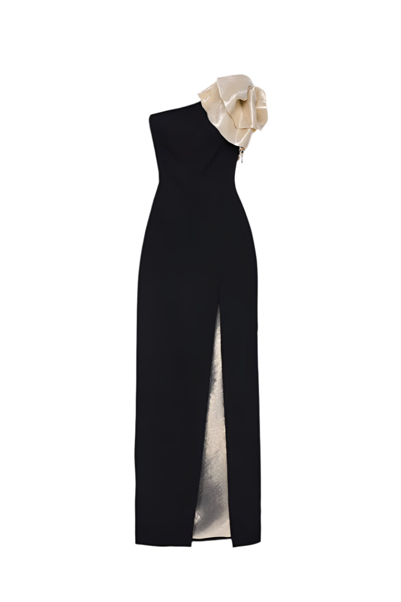 LAYLA DRESS IN BLACK/GOLD - CULT MIA