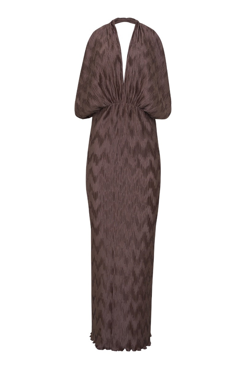 RIVIERA SLEEVELESS GOWN IN CHOCOLATE - CULT MIA