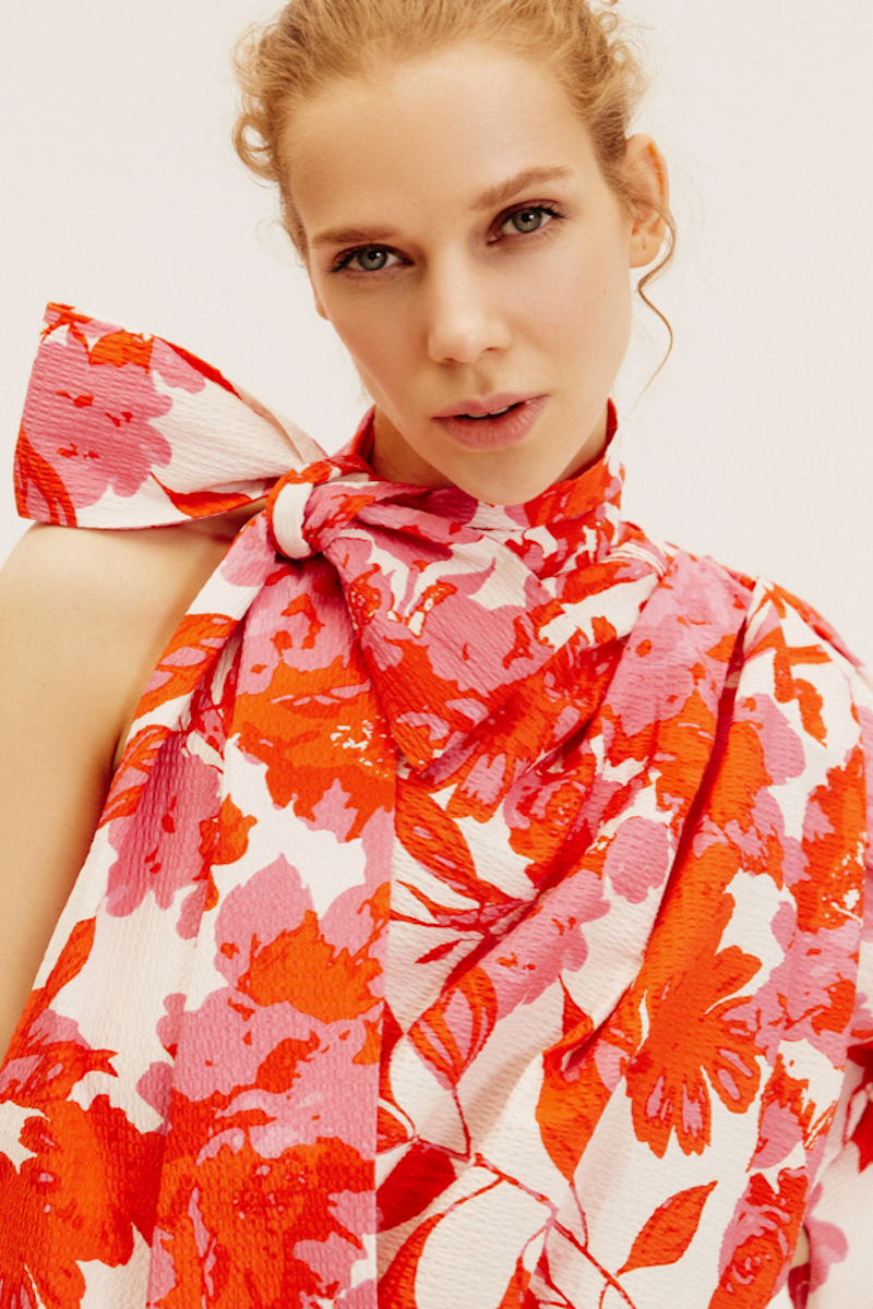 LEANDRA DRESS IN FUCHSIA PRINT - CULT MIA