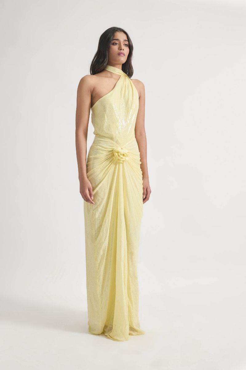 LIDIA LIME YELLOW MAXI DRESS - CULT MIA