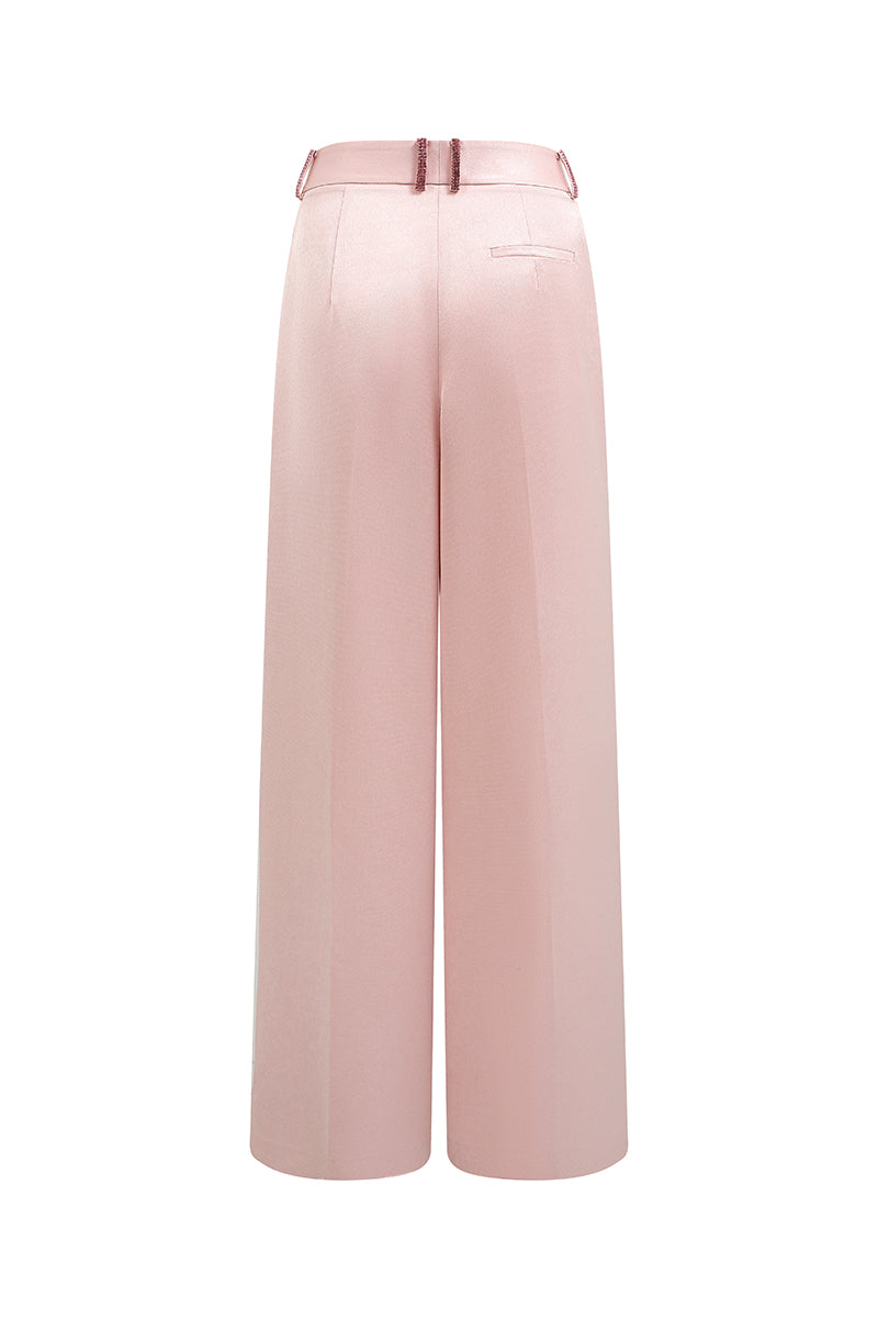 HIGH-WAISTED WIDE LEG PANTS IN LIGHT PINK - CULT MIA