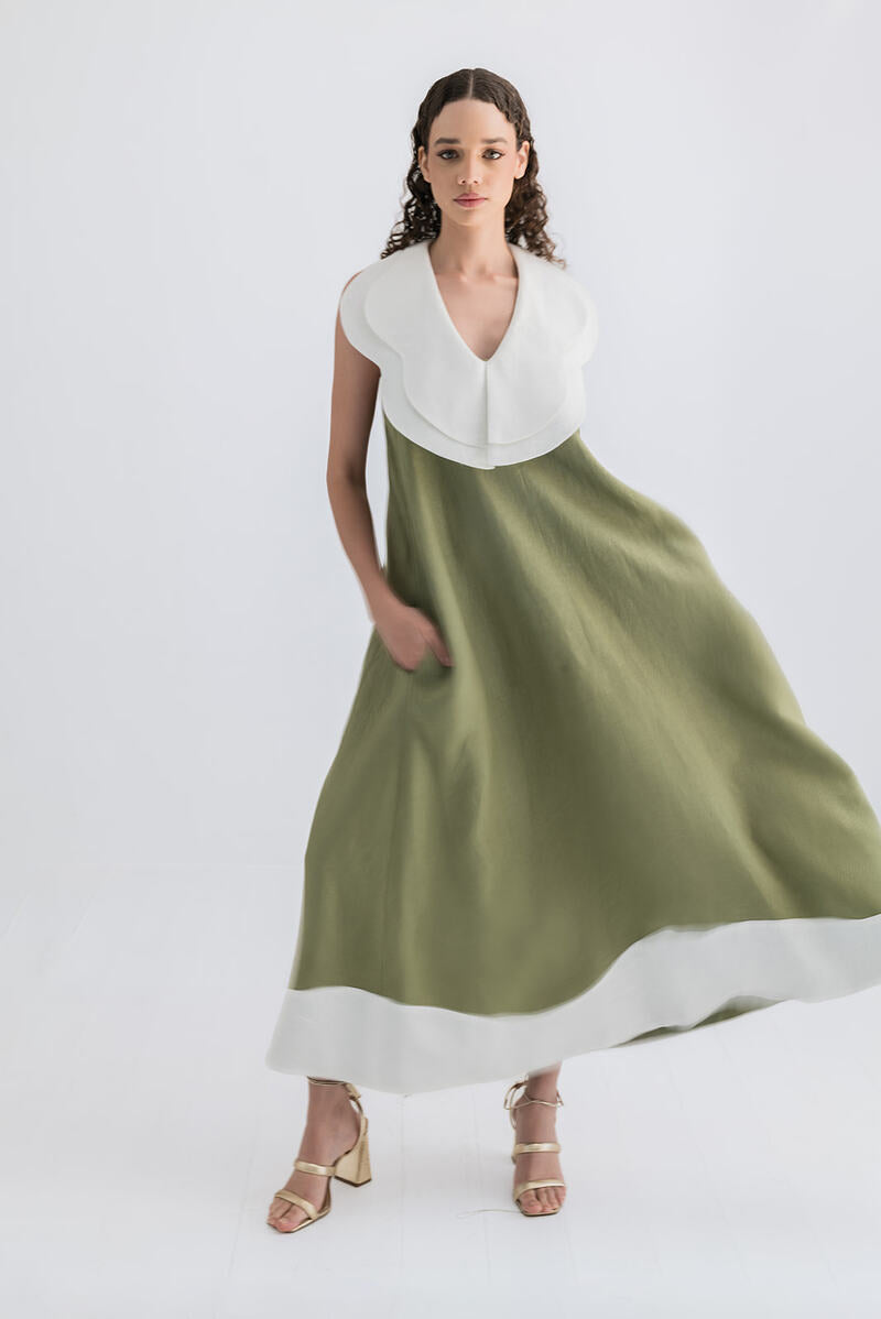 LORA DRESS IN SAGE GREEN - CULT MIA