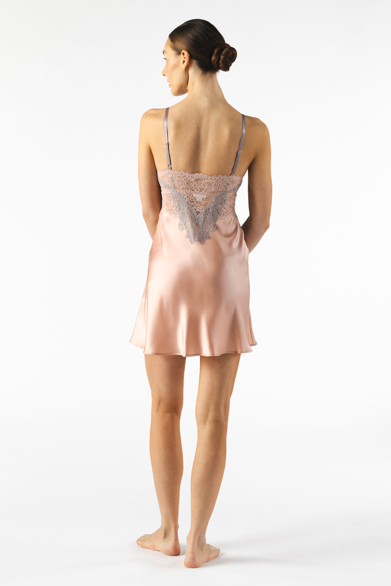 MIREILLE BUST-SUPPORT SILK CHEMISE IN ROSE GOLD - CULT MIA
