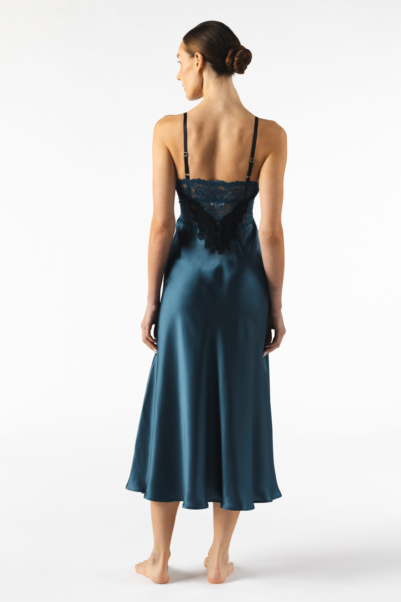 MIREILLE BUST-SUPPORT LONG SILK GOWN IN STARDUST - CULT MIA