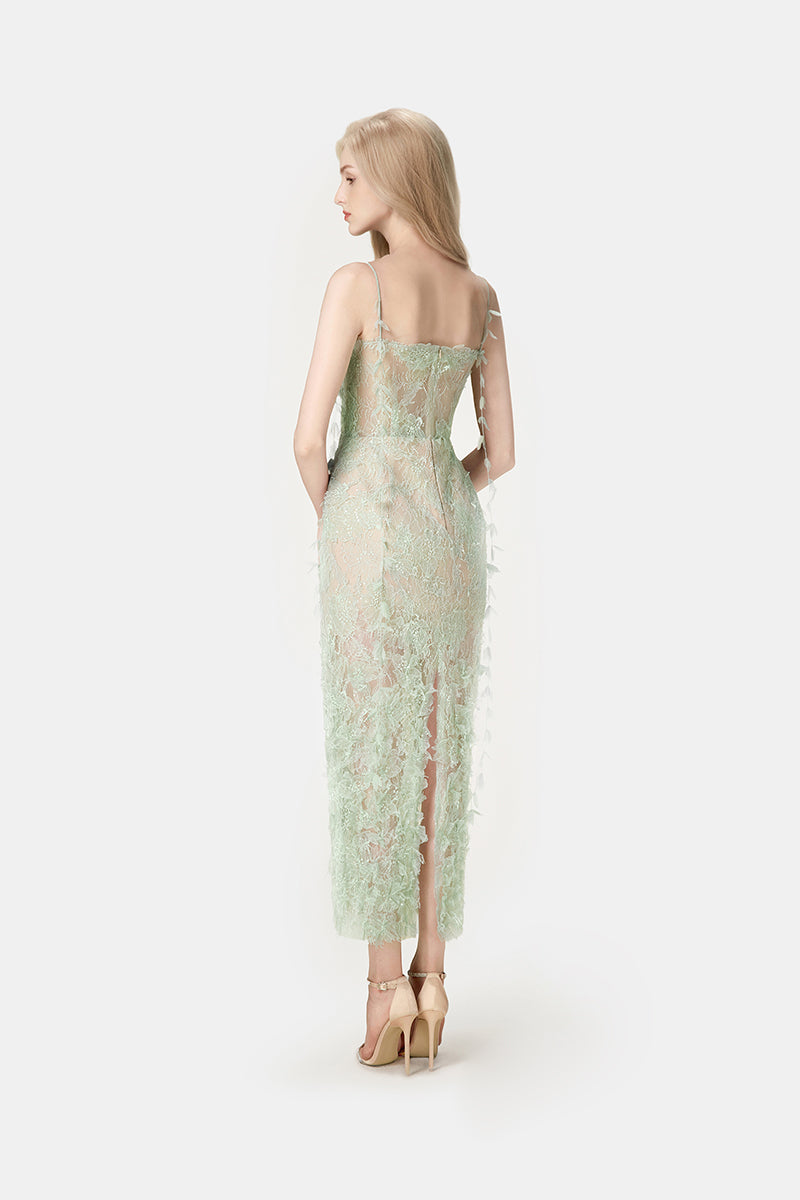 MINT BEADED LACE PENCIL MIDI DRESS - CULT MIA
