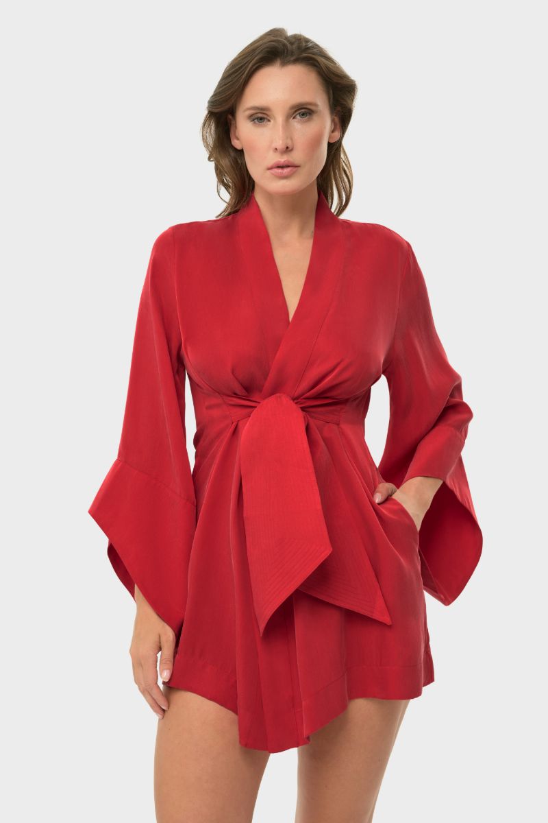 AMARA MINI KIMONO ROBE IN ROUGE - CULT MIA