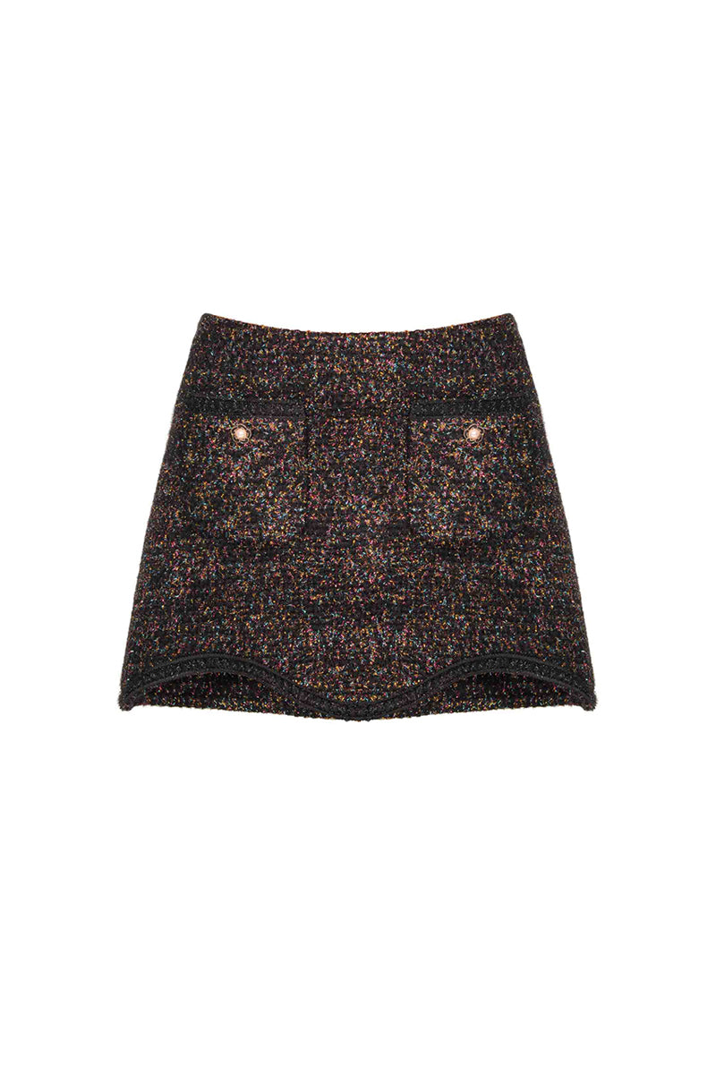 BROWN CHECKERED WOOL MINI SKIRT - CULT MIA