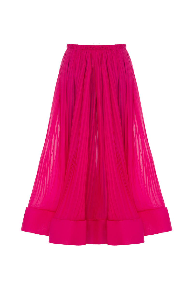 FUCHSIA SILK MAXI SKIRT - CULT MIA