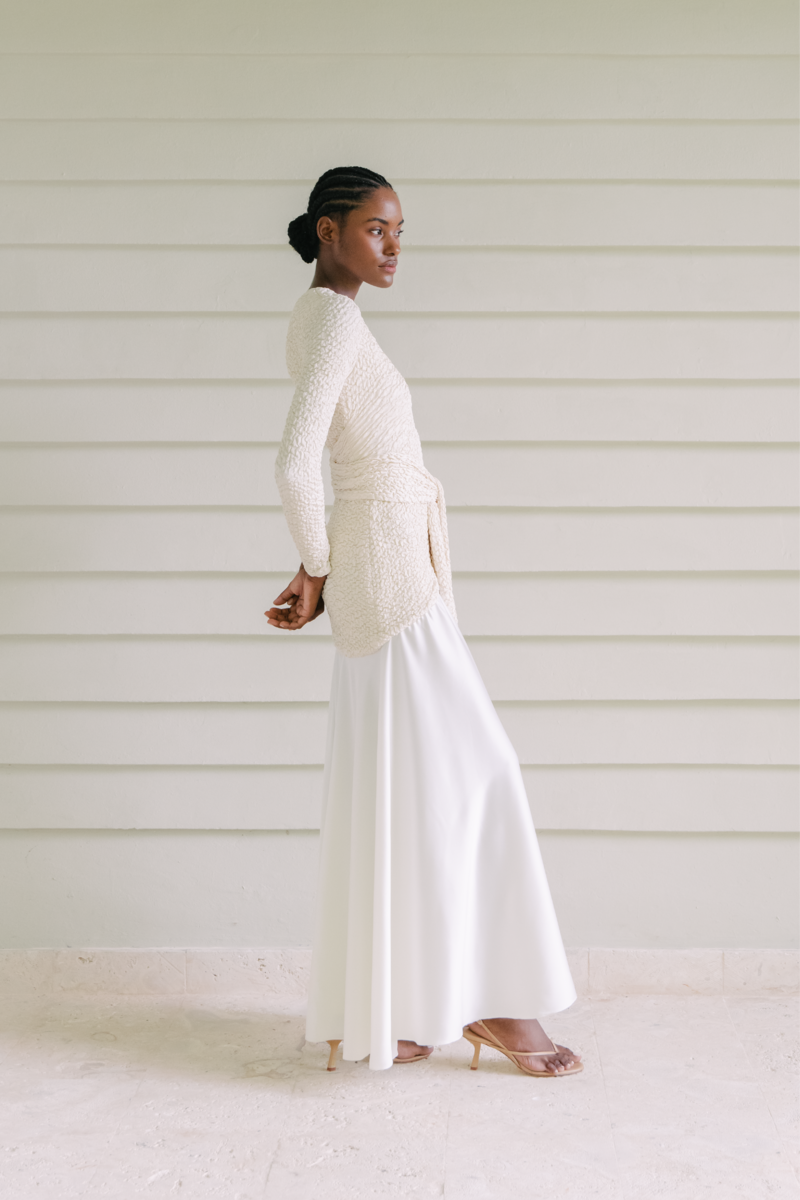 EL PEZ IVORY AND OFF WHITE LONG DRESS - CULT MIA