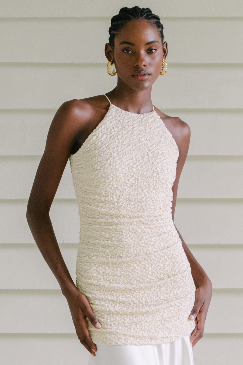 FLAVIAL IVORY AND OFF WHITE LONG DRESS - CULT MIA