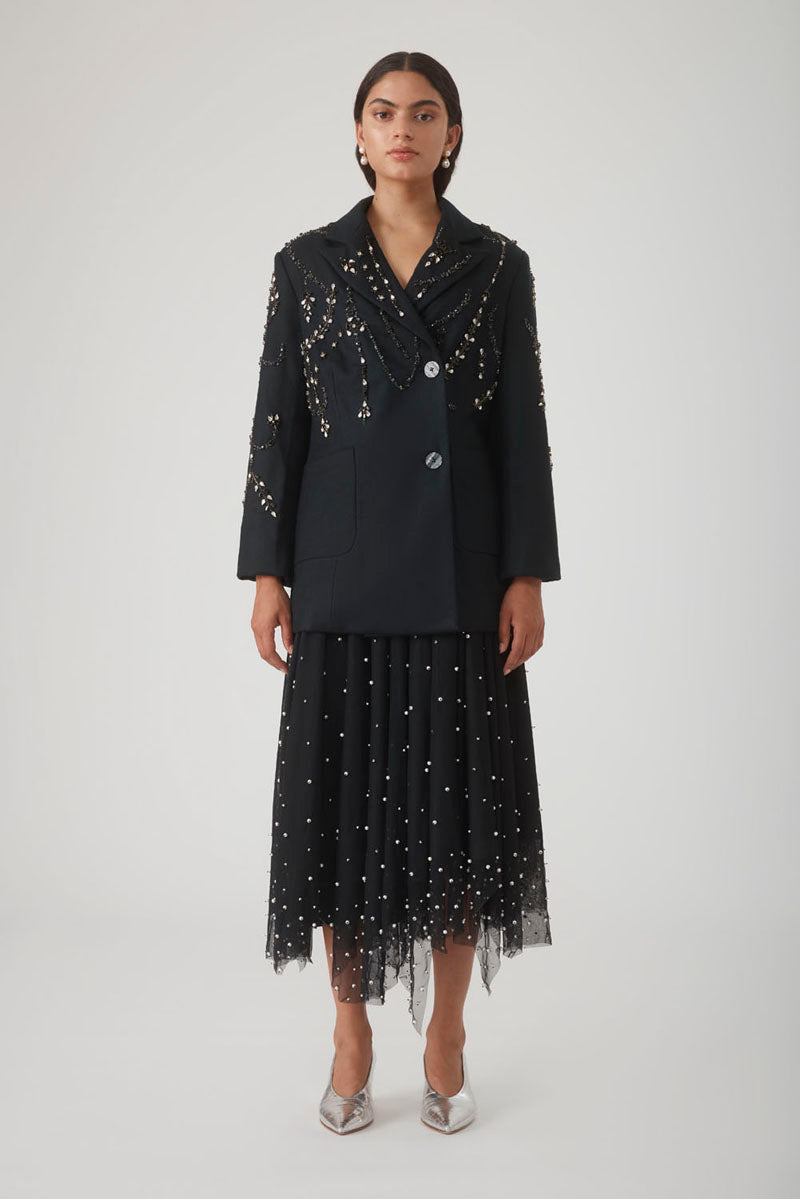PRIYA EMBELLISHED BLAZER IN NOIR - CULT MIA