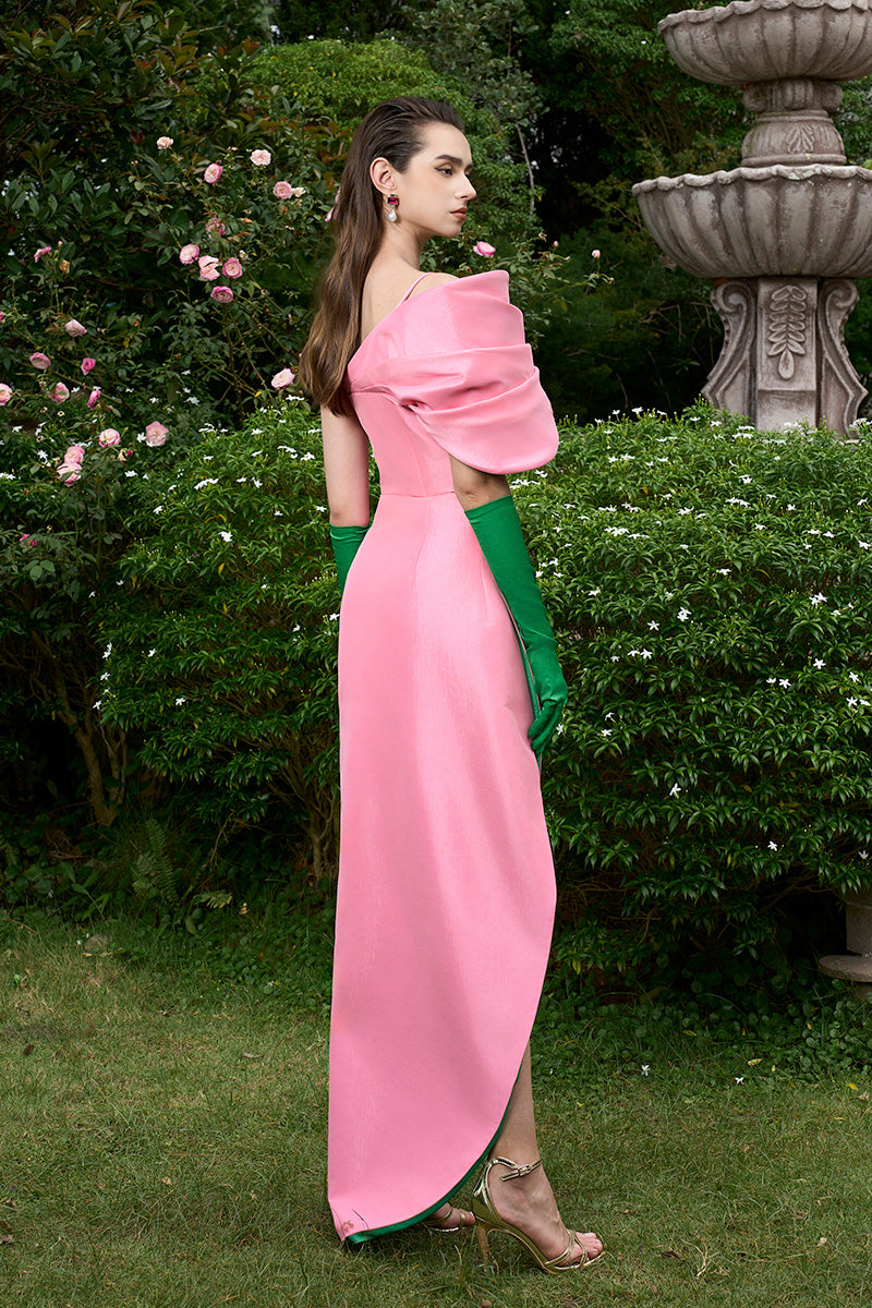 MERMAID GOWN WITH DRAPED DETAIL AND MULLET WRAP BOTTOM - CULT MIA
