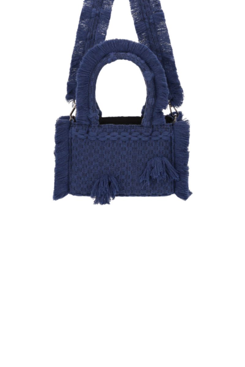 MINI POKA NAVY BLUE TOP HANDLE BAGS - CULT MIA
