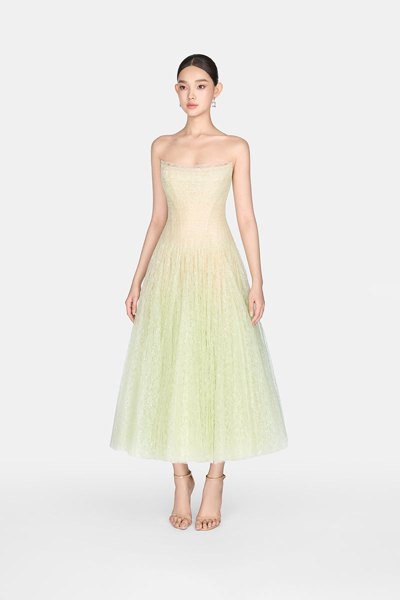 MINT DRAPED LACE MIDI DRESS - CULT MIA