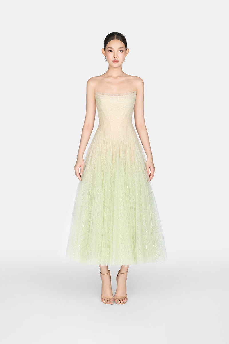 MINT DRAPED LACE MIDI DRESS - CULT MIA