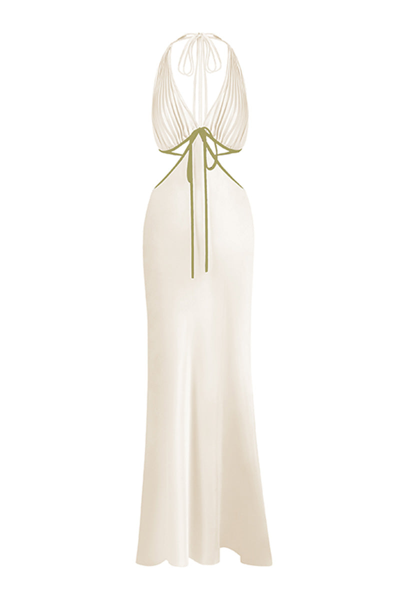 Stolen Stores Ms. Pleat Two-Tone Cut-Out Dress in Longan | Cult Mia Stolen Stores Ms. Pleat Two-Tone Cut-Out Dress in Longan | Cult Mia