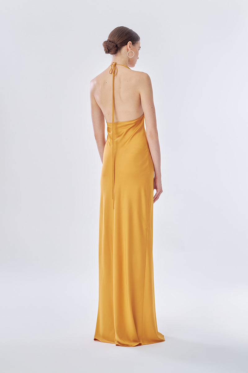 MS. PLEAT MAXI DRESS IN YELLOW MUSTARD - CULT MIA