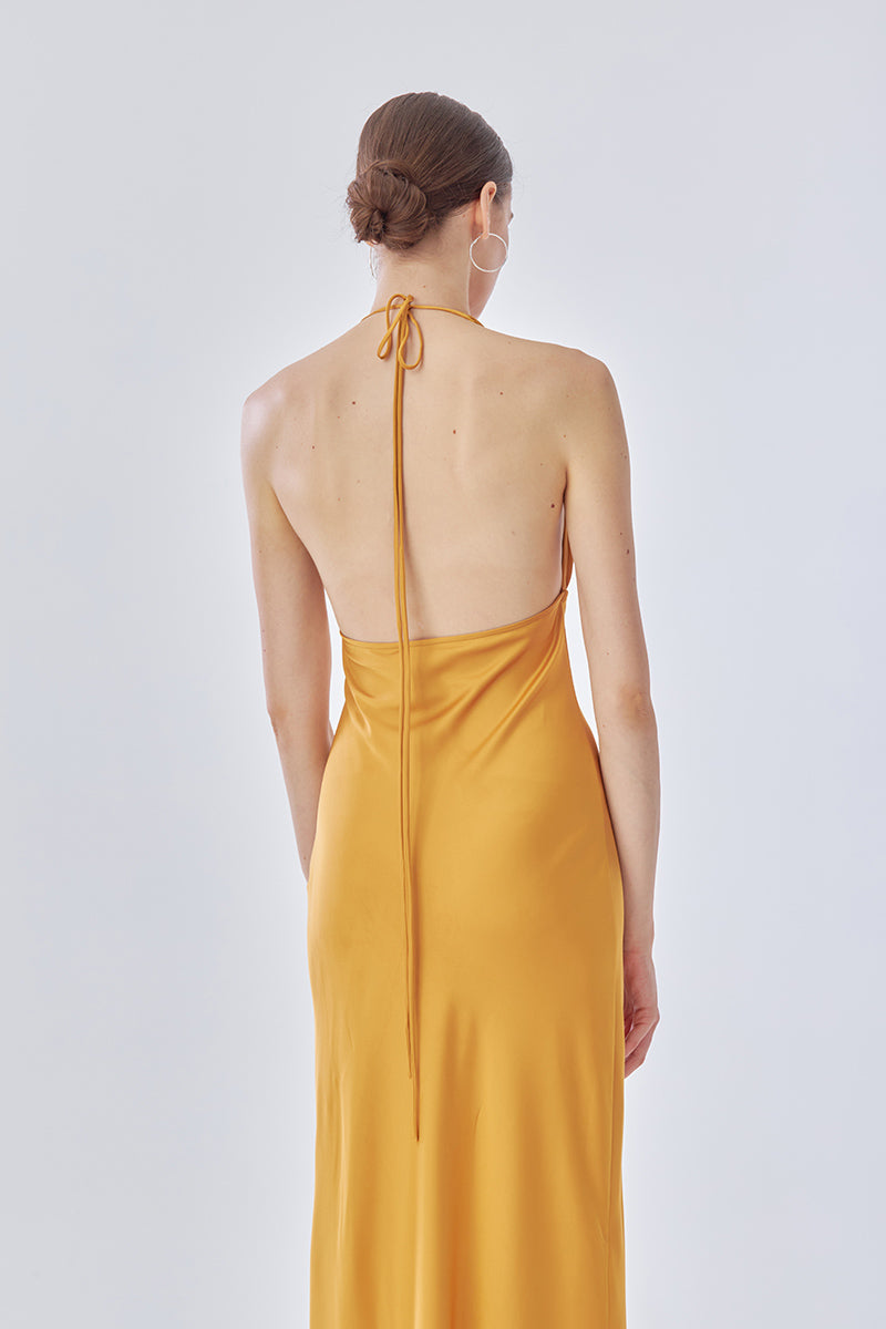 MS. PLEAT MAXI DRESS IN YELLOW MUSTARD - CULT MIA