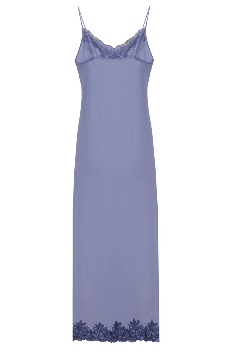 IVY LONG SILKY CREPE LILAC NIGHTGOWN WITH STRAPS - CULT MIA
