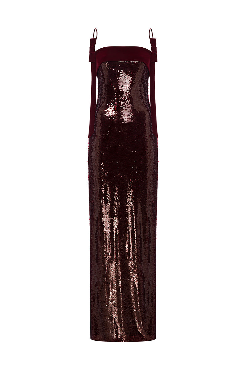 NERGID DRESS IN BURGUNDY AND WINE | CULT MIA