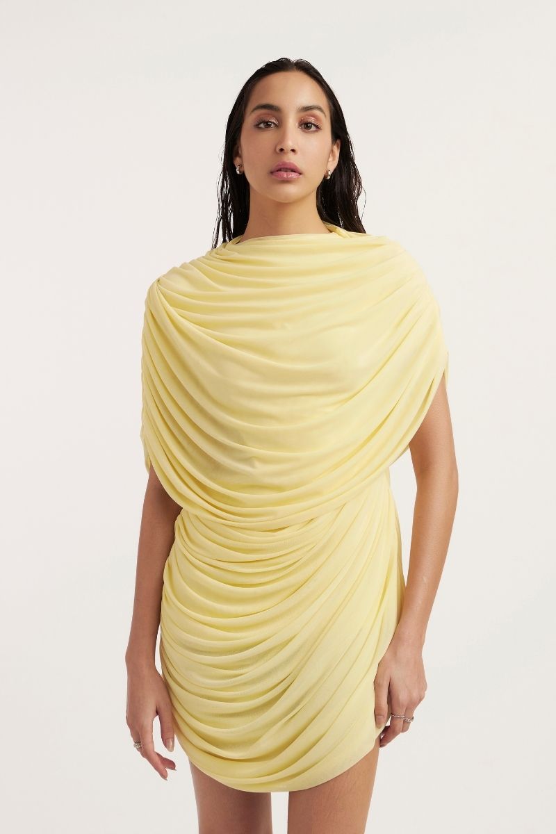 NATALIA BUTTER YELLOW MINI DRESS - CULT MIA