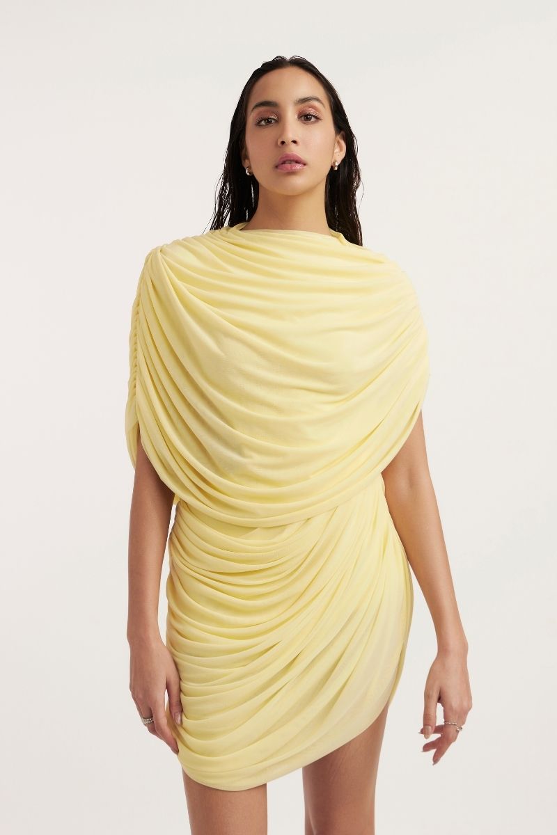 NATALIA BUTTER YELLOW MINI DRESS - CULT MIA