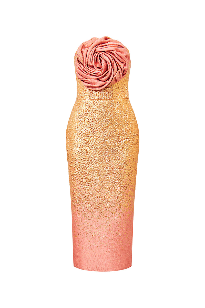 3d floral midi dress BROCADE 3D FLORAL DRESS | CULT MIA
