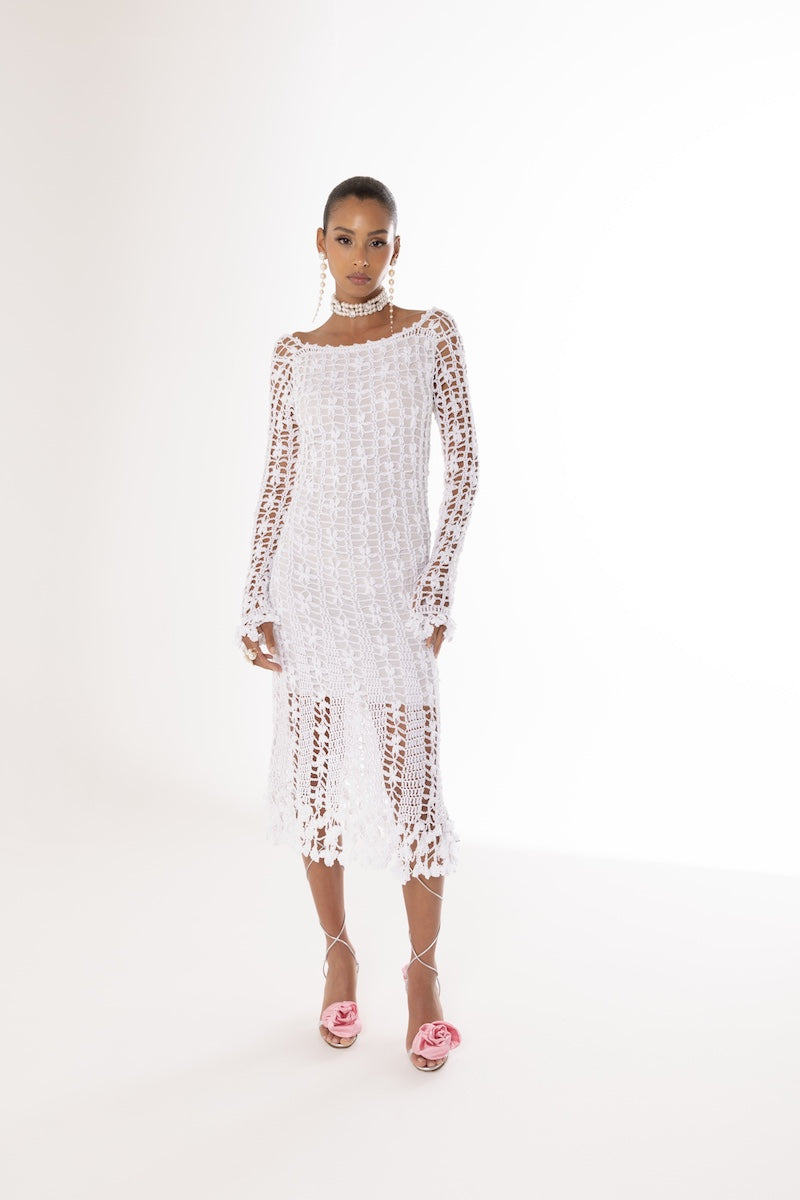 VANILLA HANDMADE CROCHET MIDI DRESS - CULT MIA