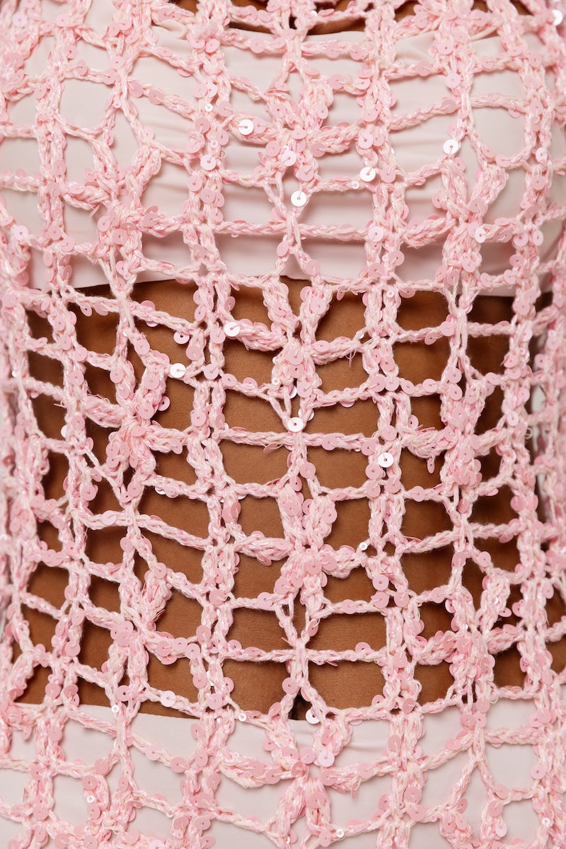 PINK VANILLA HANDMADE MAXI CROCHET DRESS - CULT MIA