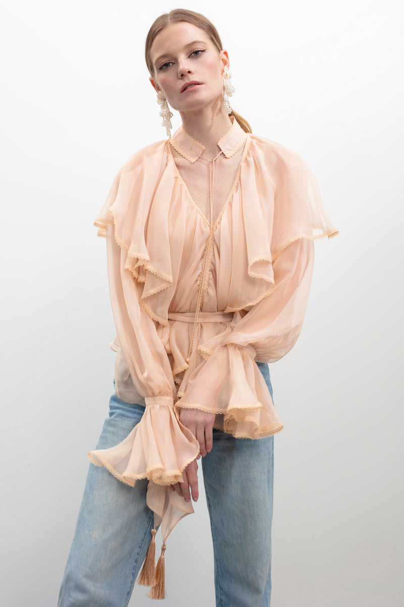 OCEAN OF THE TENDERNESS BLOUSE IN BEIGE - CULT MIA