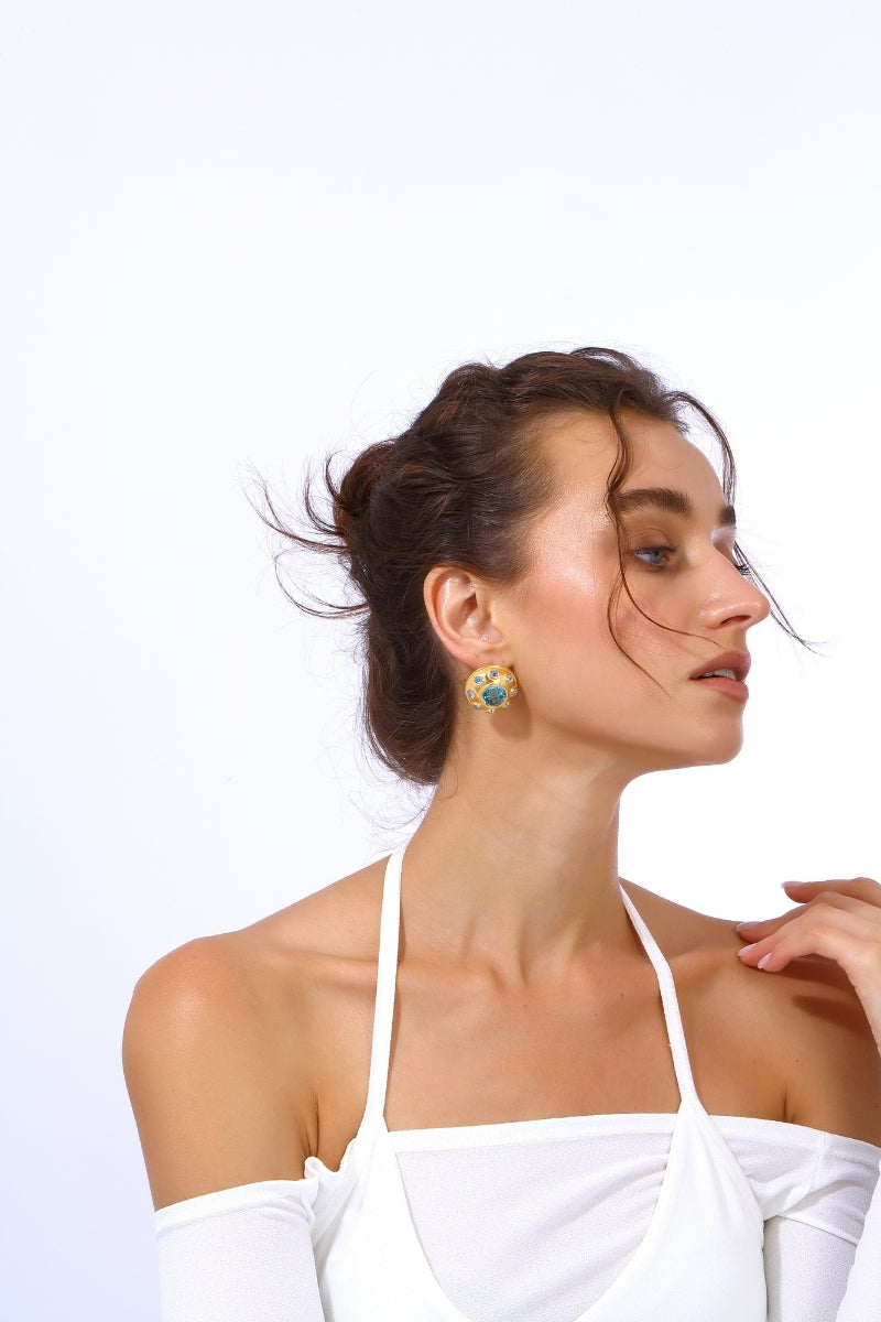 OLYMPIA EARRINGS IN AQUAMARINE BLUE - CULT MIA