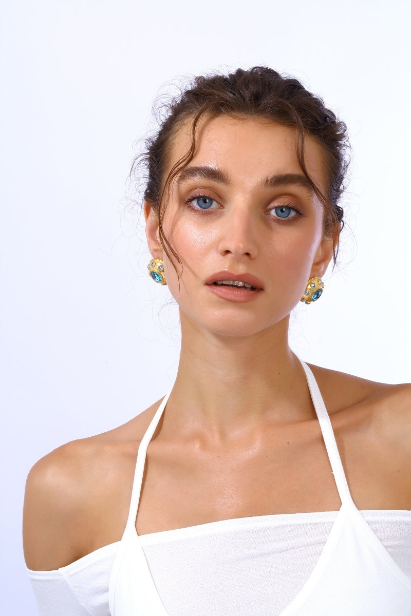 OLYMPIA EARRINGS IN AQUAMARINE BLUE - CULT MIA