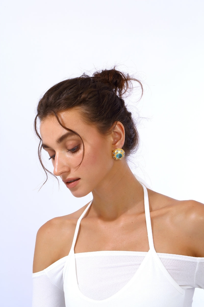 OLYMPIA EARRINGS IN AQUAMARINE BLUE - CULT MIA