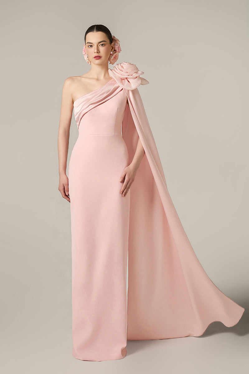 CREPE AND SILK TAFFETA DRESS IN PINK - CULT MIA