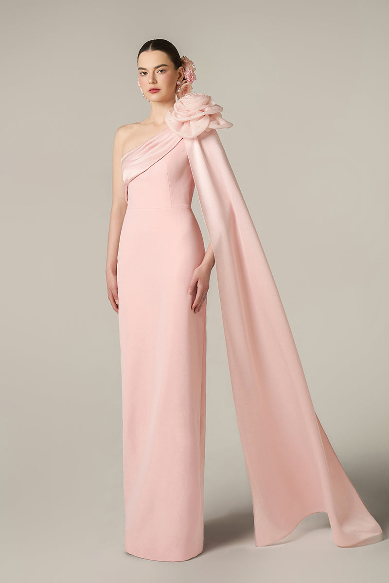 CREPE AND SILK TAFFETA DRESS IN PINK - CULT MIA