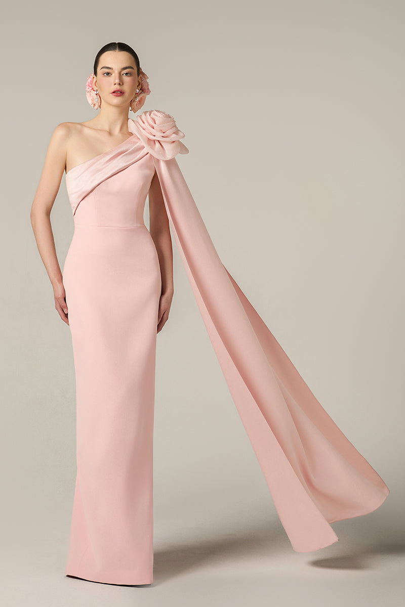 CREPE AND SILK TAFFETA DRESS IN PINK - CULT MIA