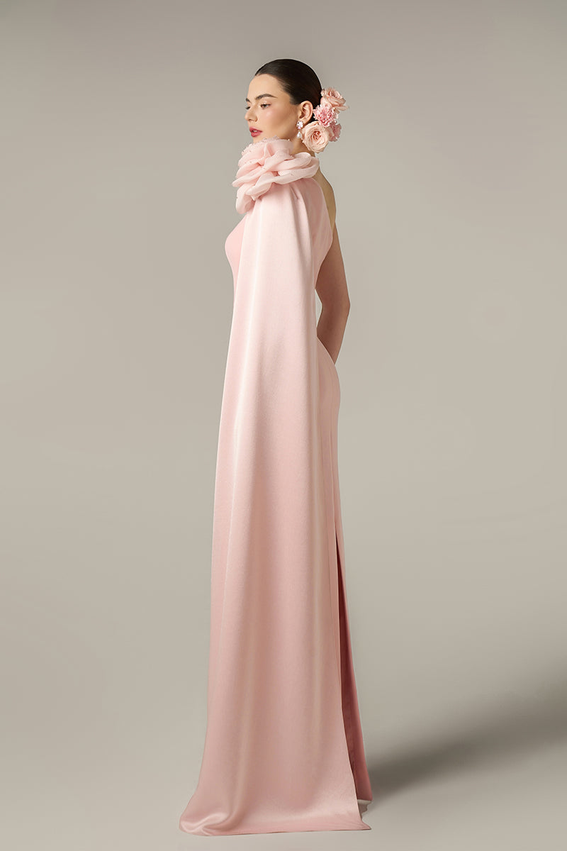 CREPE AND SILK TAFFETA DRESS IN PINK - CULT MIA