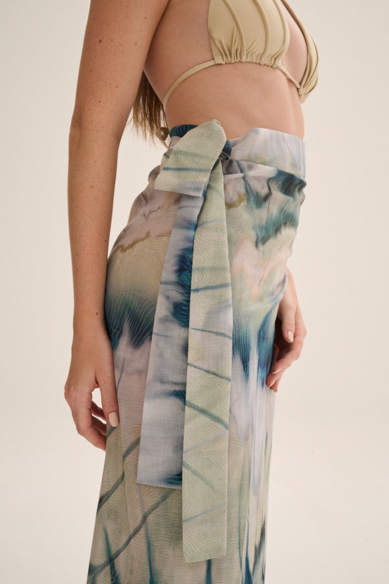 PAREO SKIRT IN PRINT SAGE - CULT MIA