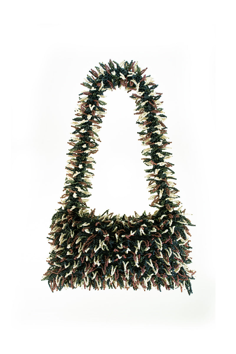 NINA BAG IN GUNPOWDER BLACK GARNET AND CREAM - CULT MIA