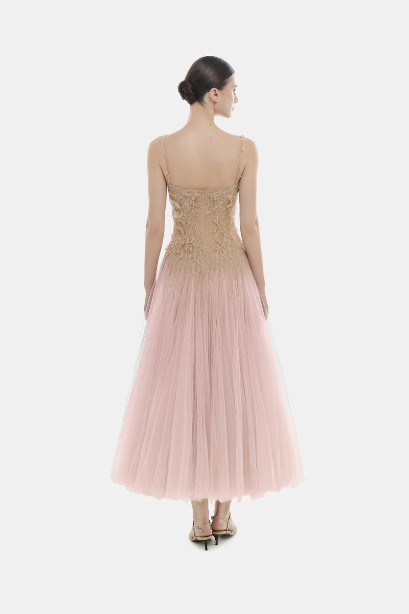 PINK OMBRE LACE MIDI DRESS - CULT MIA
