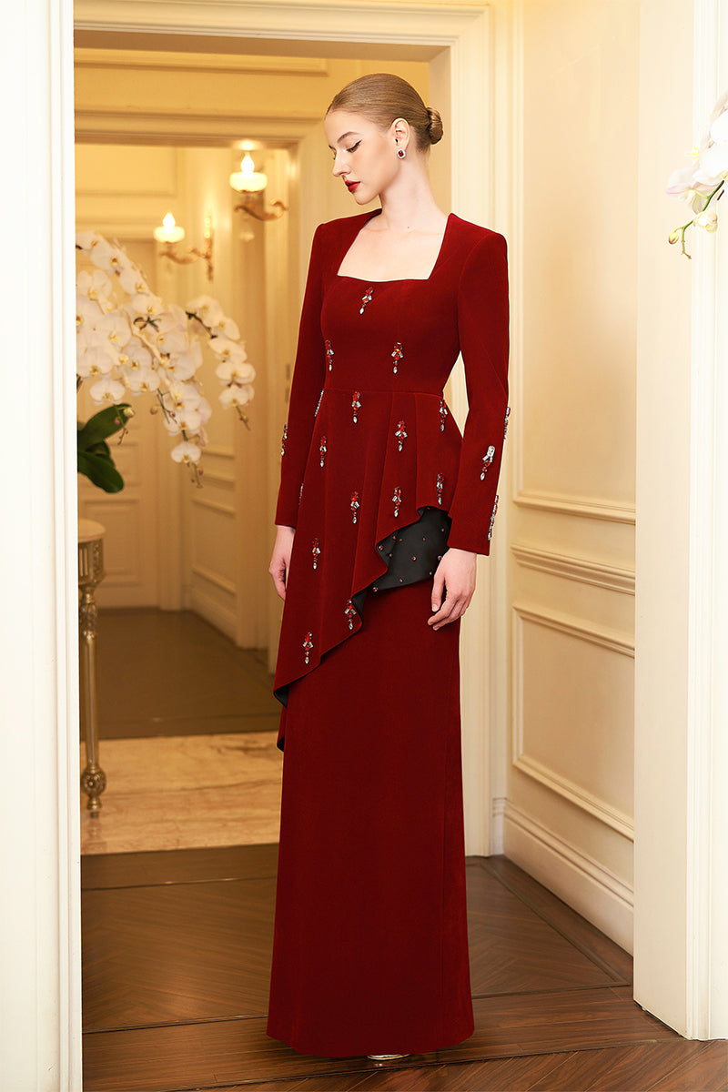 QUEEN ANNE RUBY COLUMN GOWN - CULT MIA