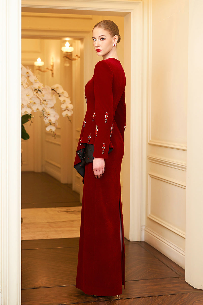 QUEEN ANNE RUBY COLUMN GOWN - CULT MIA