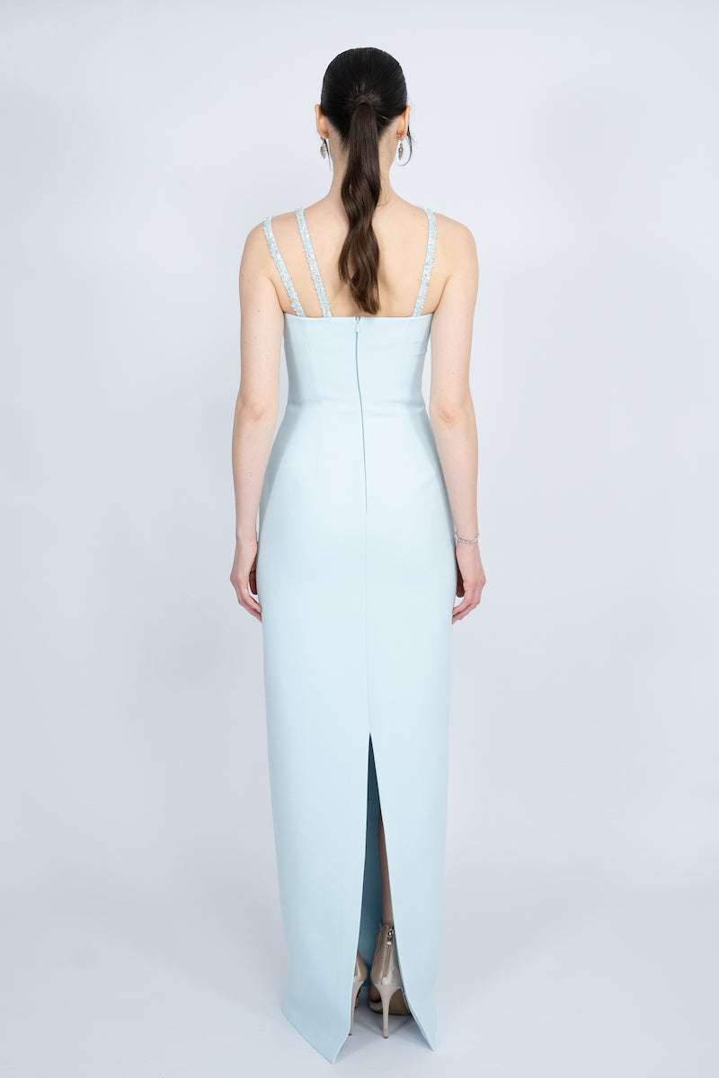 BLUE ONE-SHOULDER LONG DRESS - CULT MIA