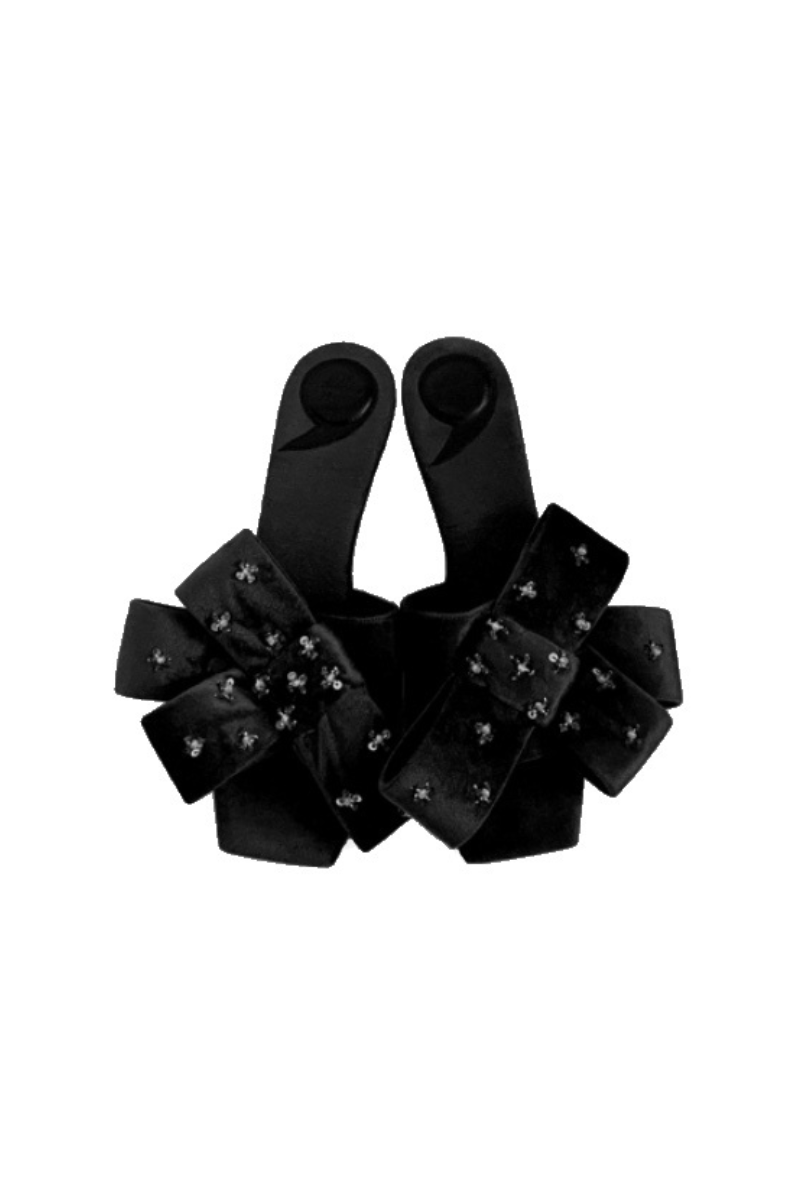 RAINA BLACK BOW HEELS - CULT MIA