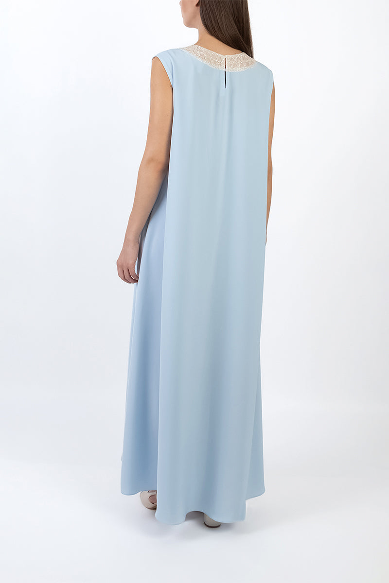 EMBELLISHED PANEL DETAIL DRESS IN LIGHT BLUE - CULT MIA