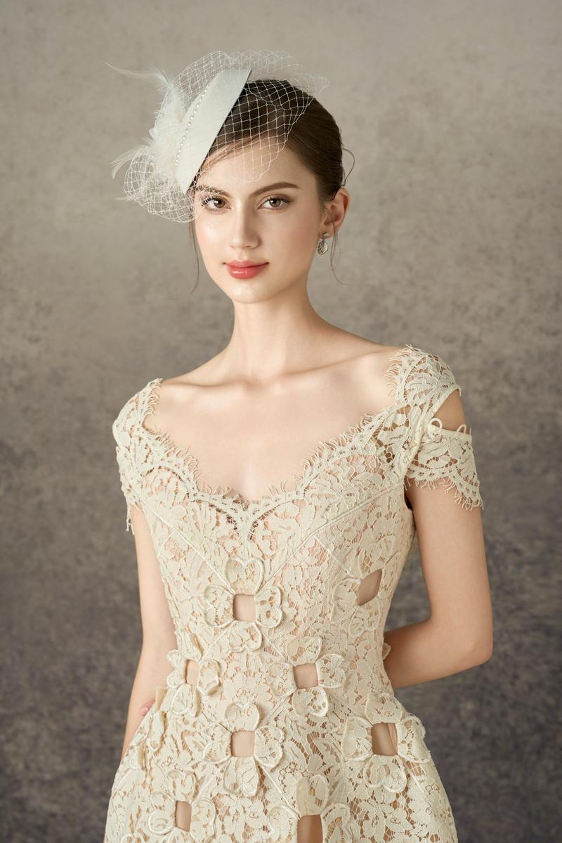 BRAELYNN A-LINE ROUND NECK LACE MINI DRESS - CULT MIA