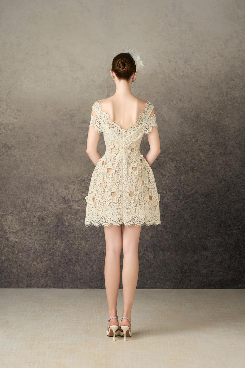 BRAELYNN A-LINE ROUND NECK LACE MINI DRESS - CULT MIA