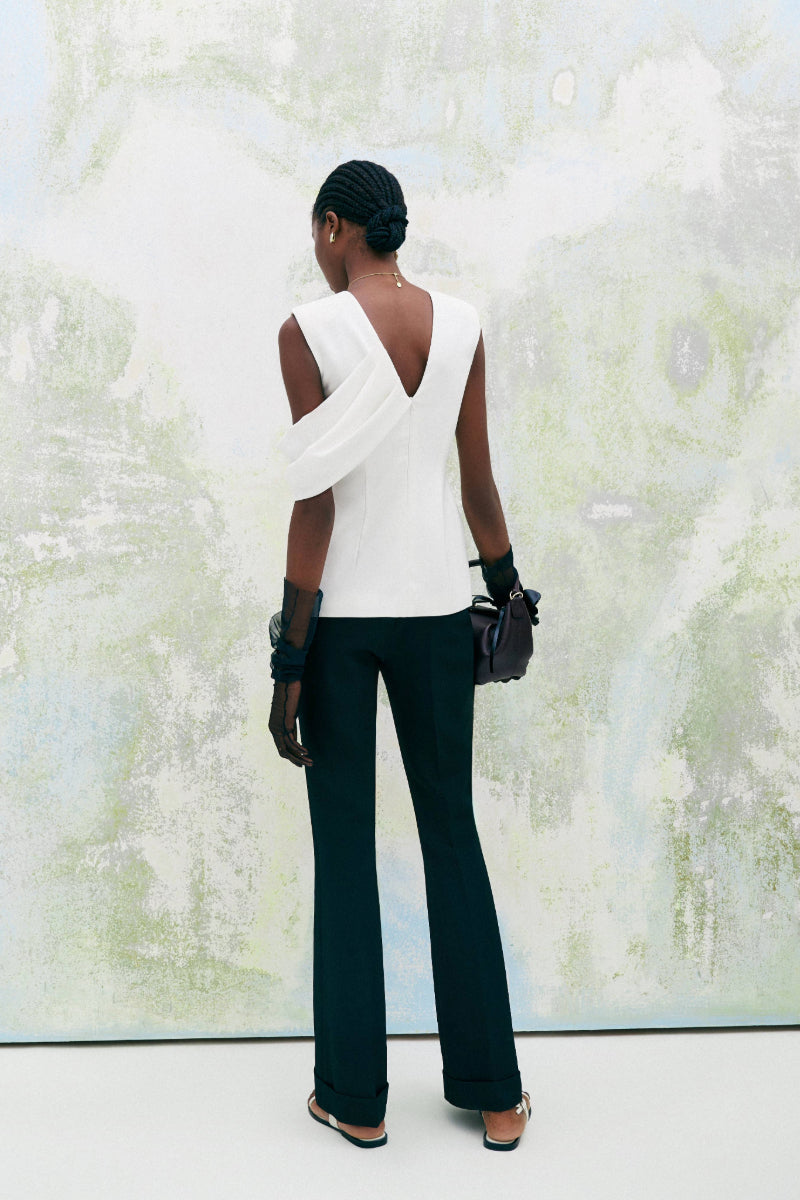 DAHLIA A-LINE JEWEL NECK CREPE TOP - CULT MIA